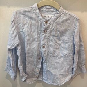 Zara Banded Collar Linen Shirt size 2T